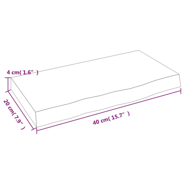 væghylde 40x20x4 cm behandlet massivt egetræ lysebrun