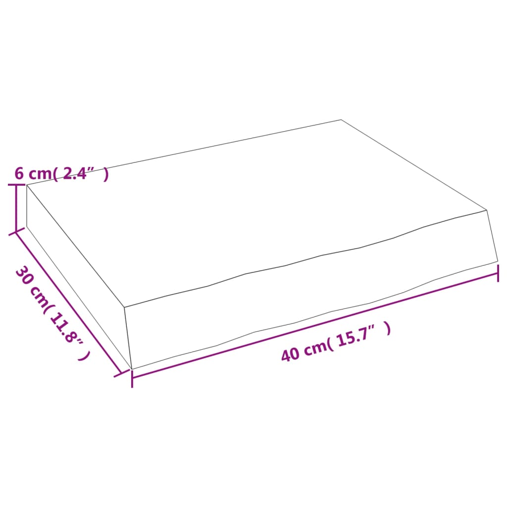 væghylde 40x30x(2-6) cm behandlet massivt egetræ lysebrun