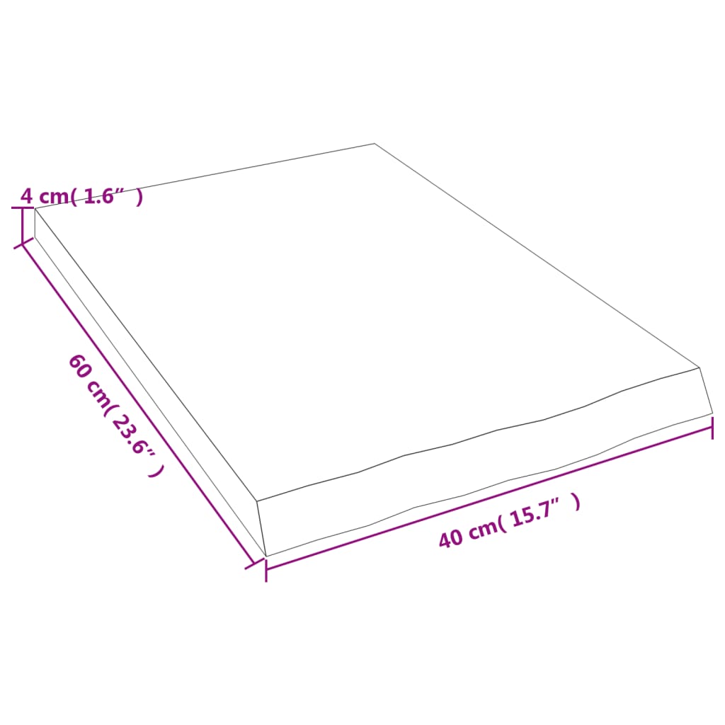 væghylde 40x60x(2-4) cm behandlet massivt egetræ lysebrun