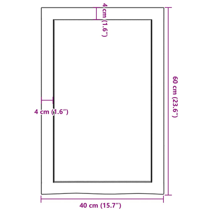 væghylde 40x60x(2-4) cm behandlet massivt egetræ lysebrun