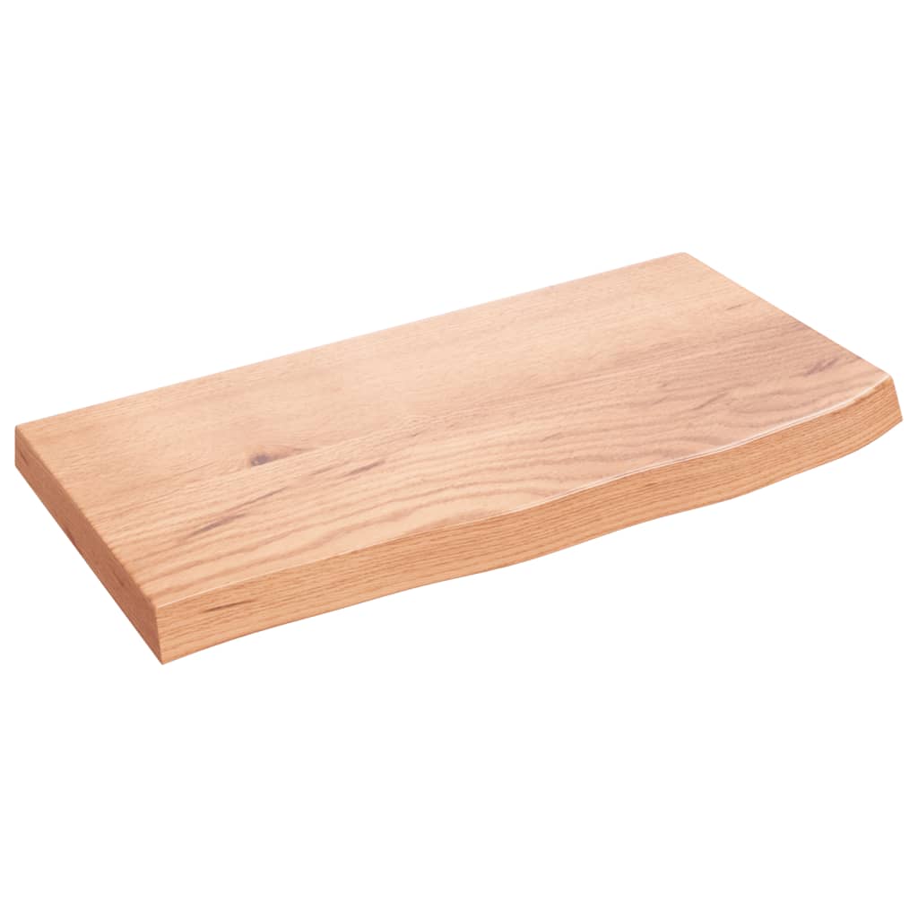 væghylde 60x30x(2-4) cm behandlet massivt egetræ lysebrun