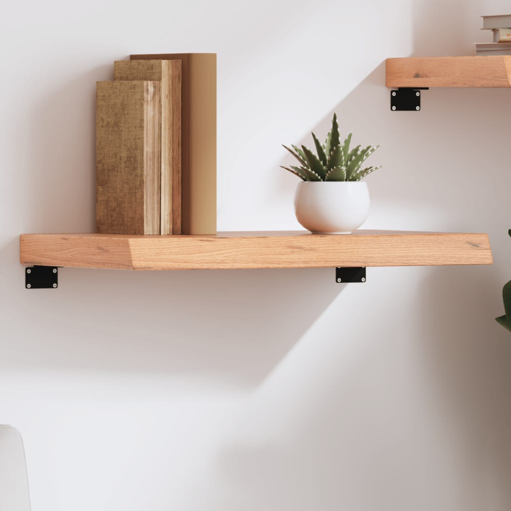 væghylde 60x30x(2-6) cm behandlet massivt egetræ lysebrun