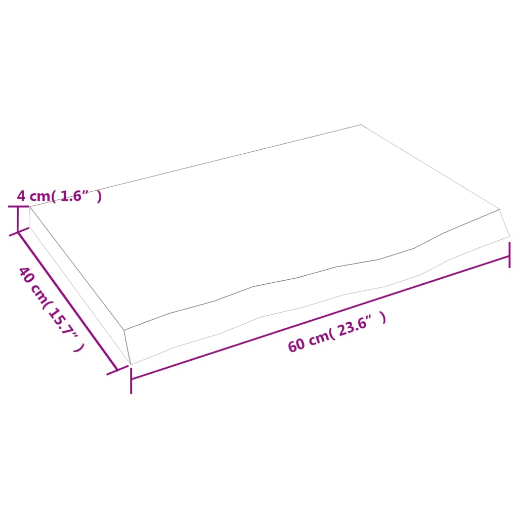 væghylde 60x40x(2-4) cm behandlet massivt egetræ lysebrun