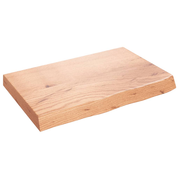 væghylde 60x40x(2-6) cm behandlet massivt egetræ lysebrun