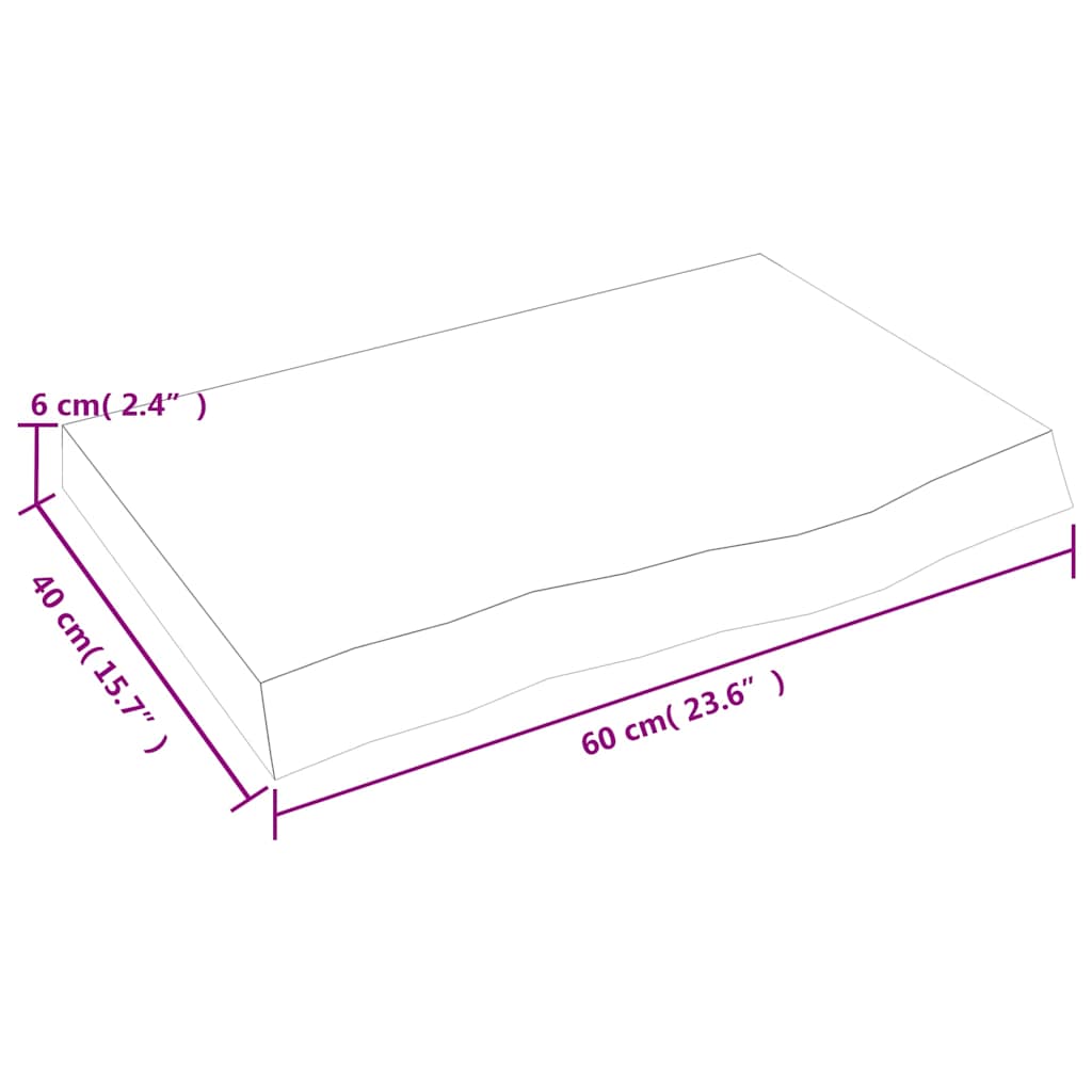væghylde 60x40x(2-6) cm behandlet massivt egetræ lysebrun