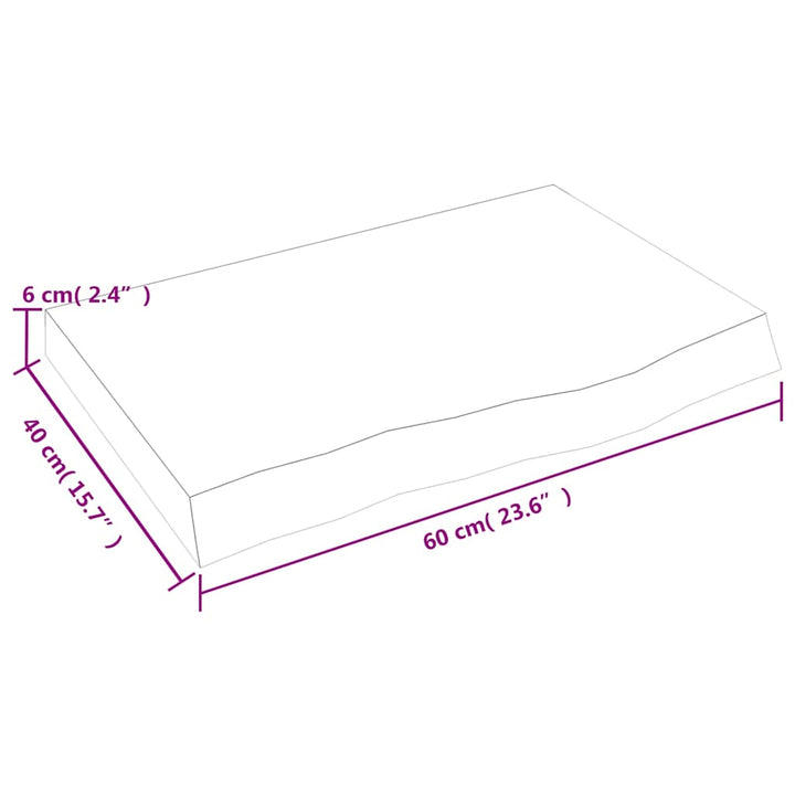 væghylde 60x40x(2-6) cm behandlet massivt egetræ lysebrun