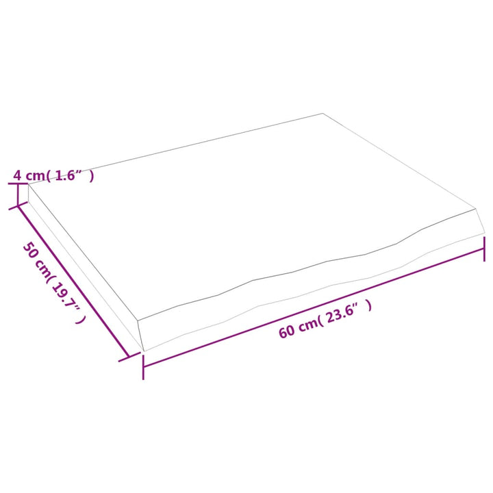 væghylde 60x50x(2-4) cm behandlet massivt egetræ lysebrun