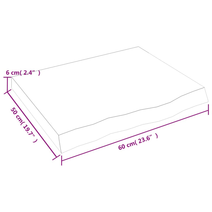 væghylde 60x50x(2-6) cm behandlet massivt egetræ lysebrun