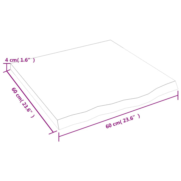 væghylde 60x60x(2-4) cm behandlet massivt egetræ lysebrun