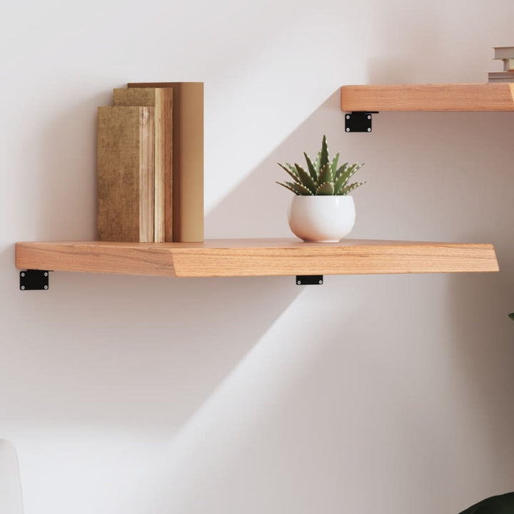 væghylde 60x60x(2-6) cm behandlet massivt egetræ lysebrun