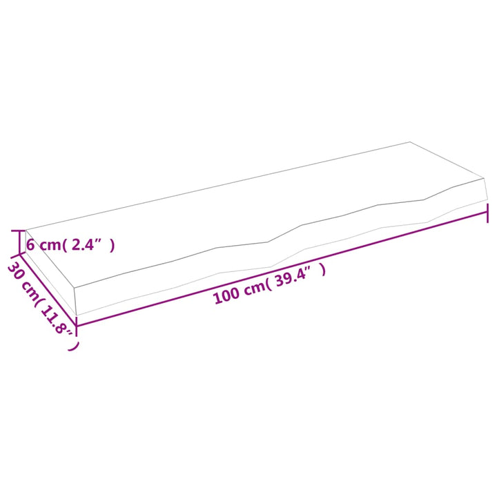 væghylde 100x30x(2-6) cm behandlet massivt egetræ lysebrun