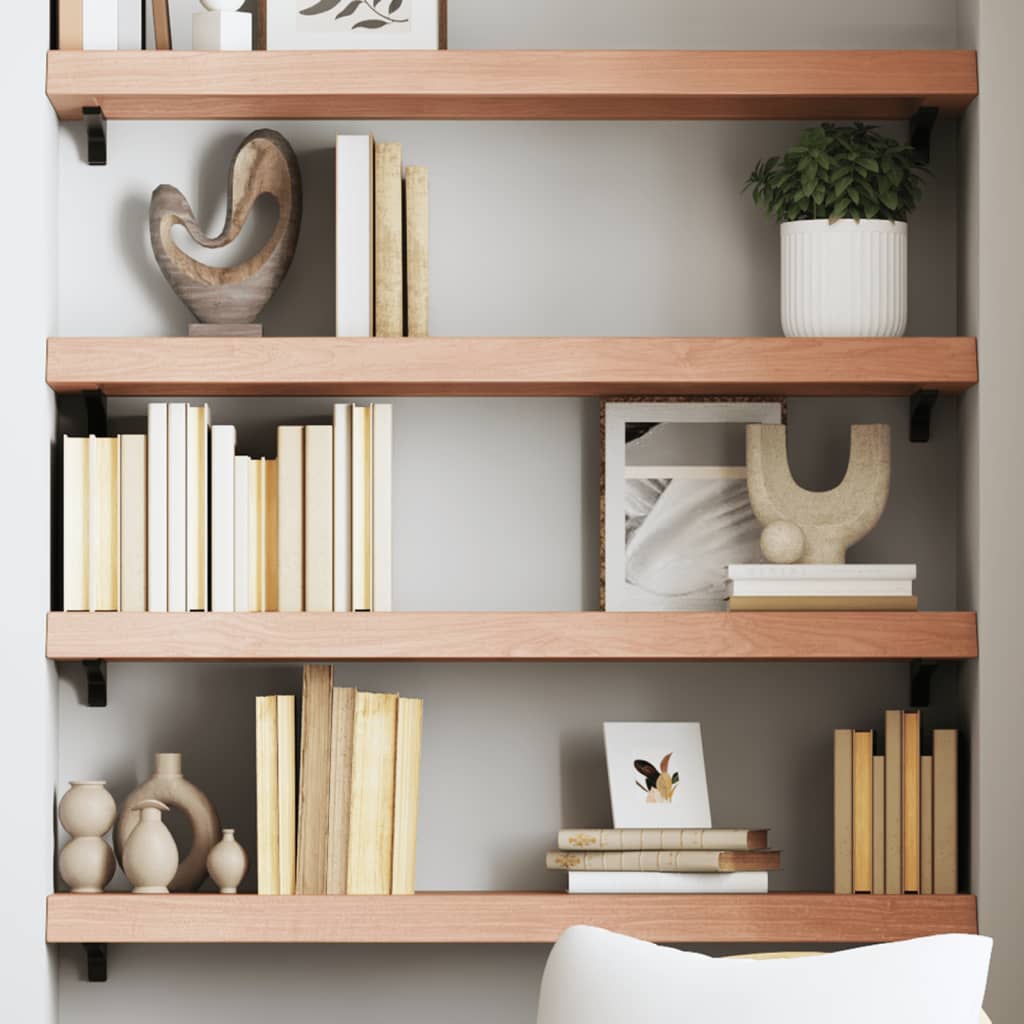 væghylde 100x30x(2-6) cm behandlet massivt egetræ lysebrun