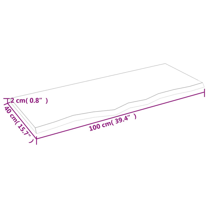 væghylde 100x40x2 cm behandlet massivt egetræ lysebrun