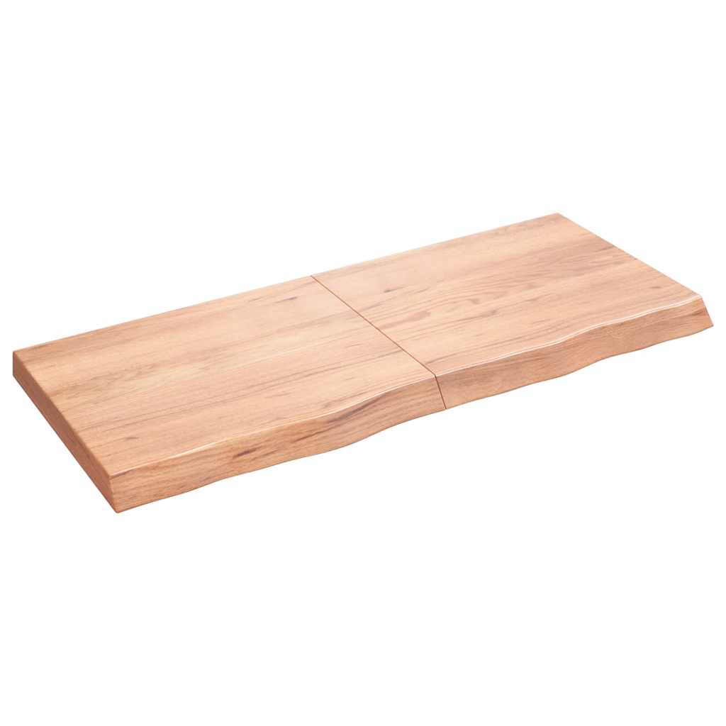 væghylde 120x50x(2-6) cm behandlet massivt egetræ lysebrun