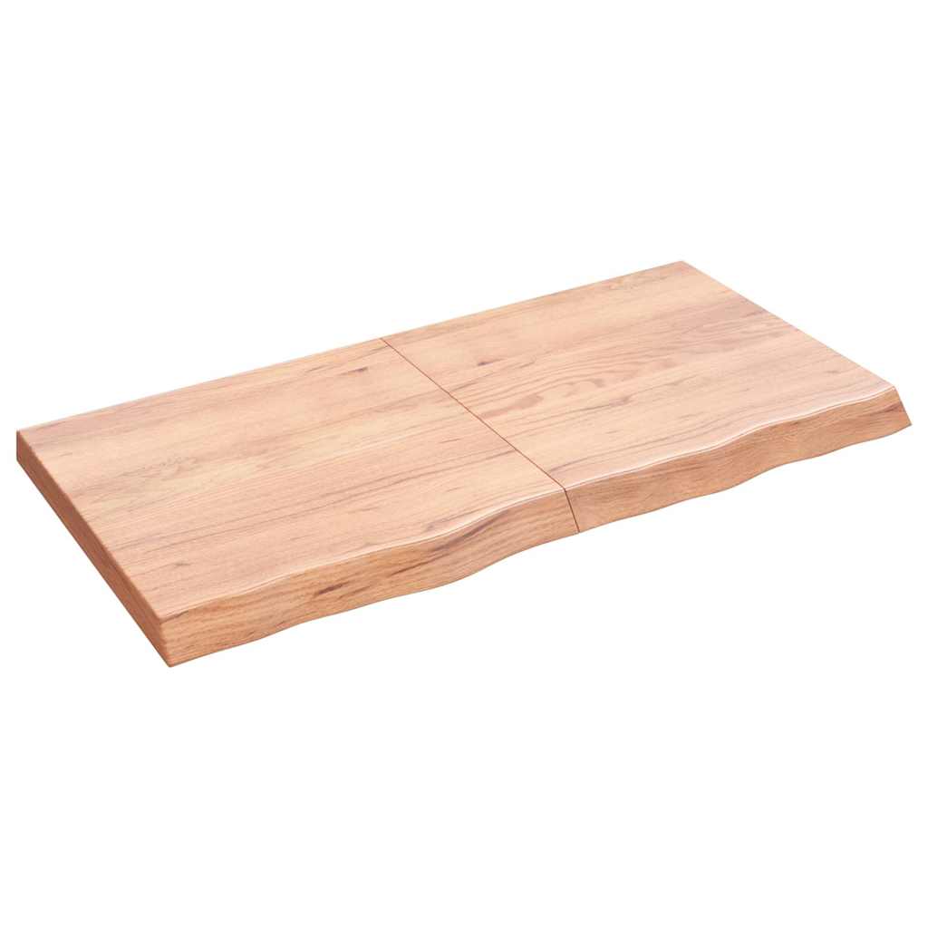 væghylde 120x60x(2-6) cm behandlet massivt egetræ lysebrun