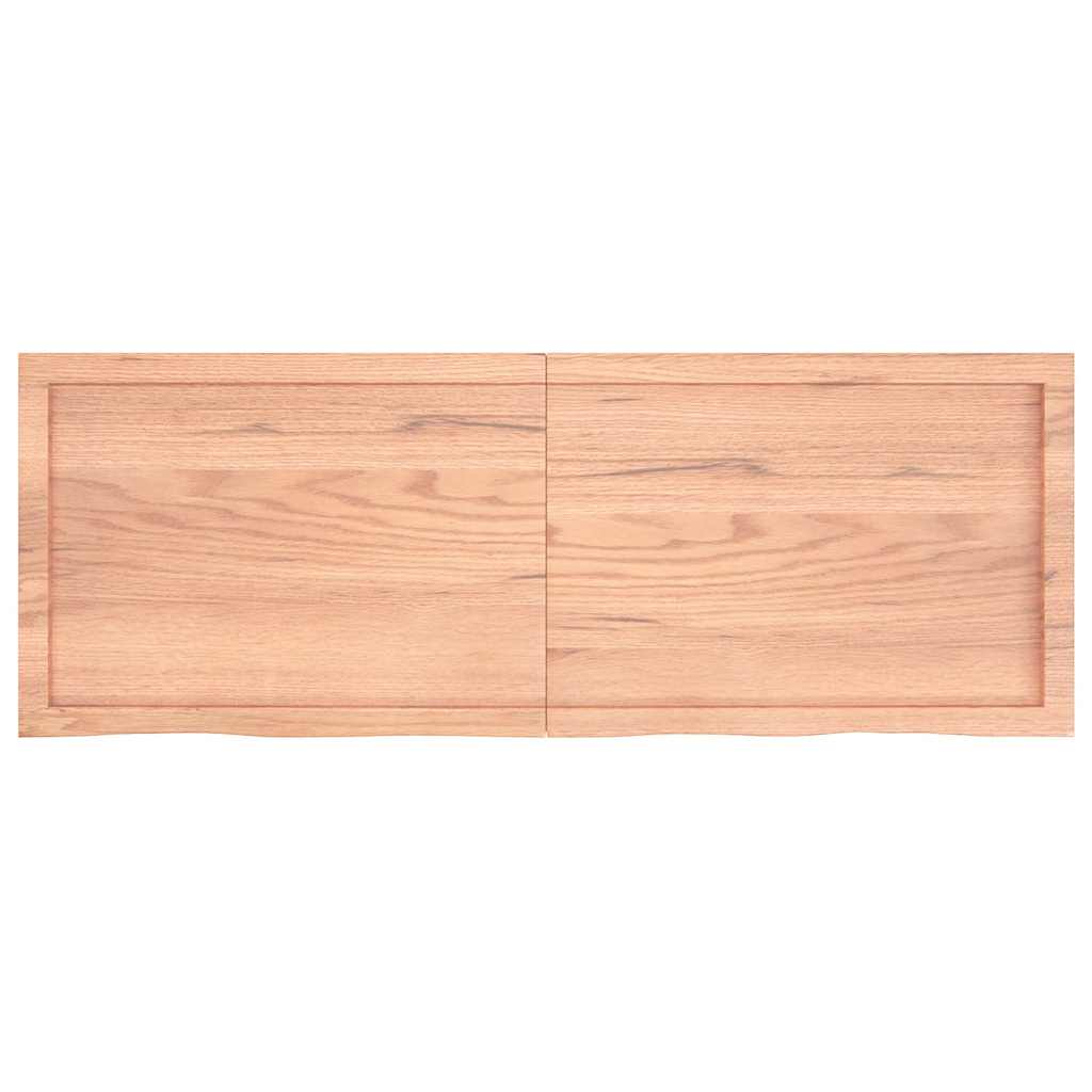 væghylde 140x50x(2-4) cm behandlet massivt egetræ lysebrun
