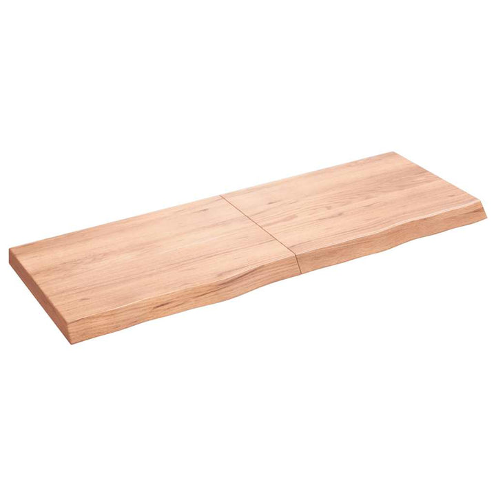 væghylde 140x50x(2-6) cm behandlet massivt egetræ lysebrun