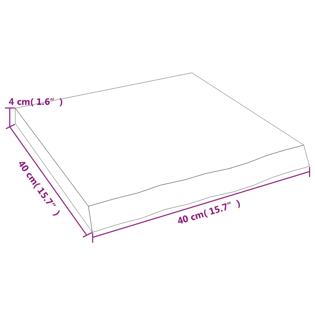 væghylde 40x40x(2-4) cm behandlet massivt egetræ mørkebrun