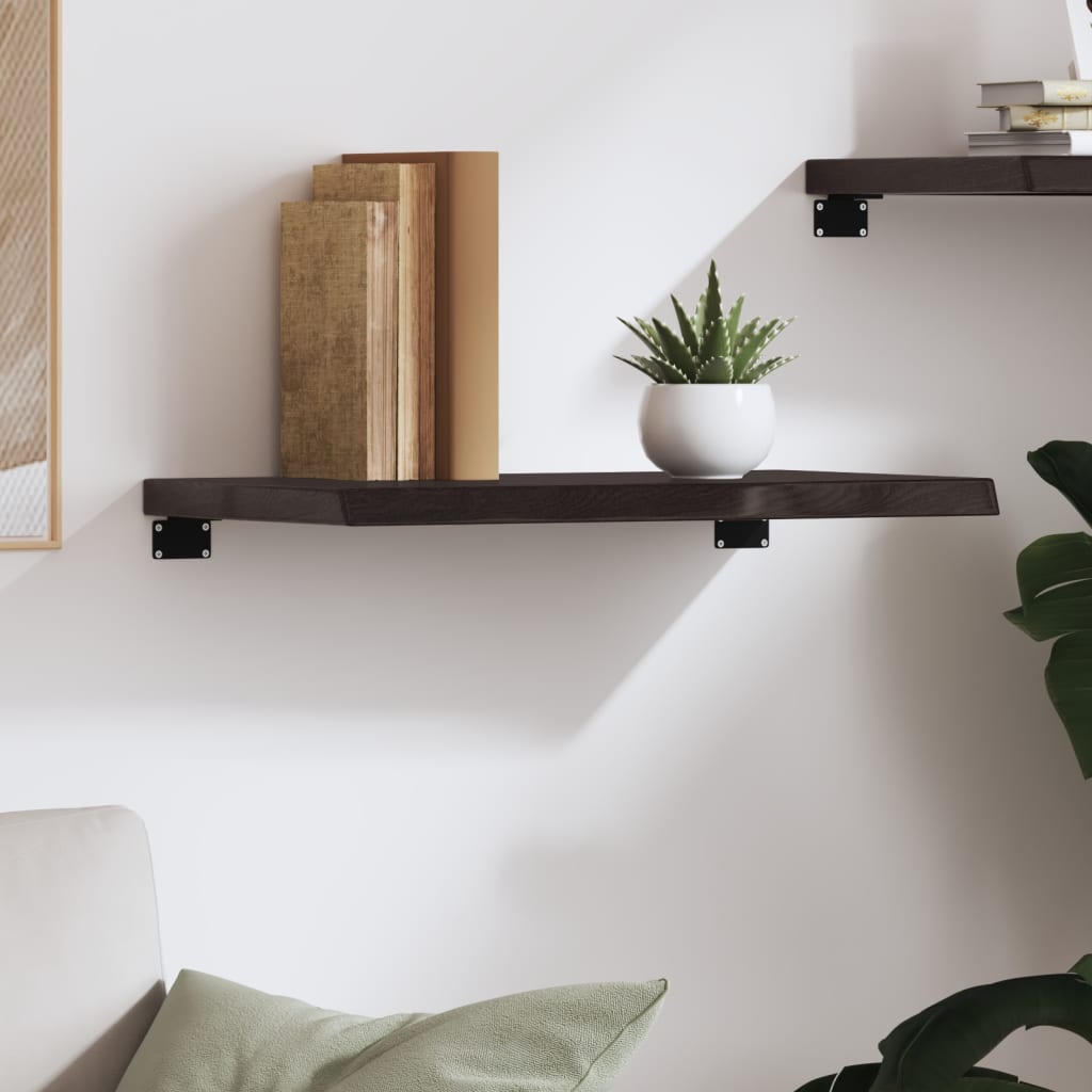 væghylde 60x40x(2-4) cm behandlet massivt egetræ mørkebrun