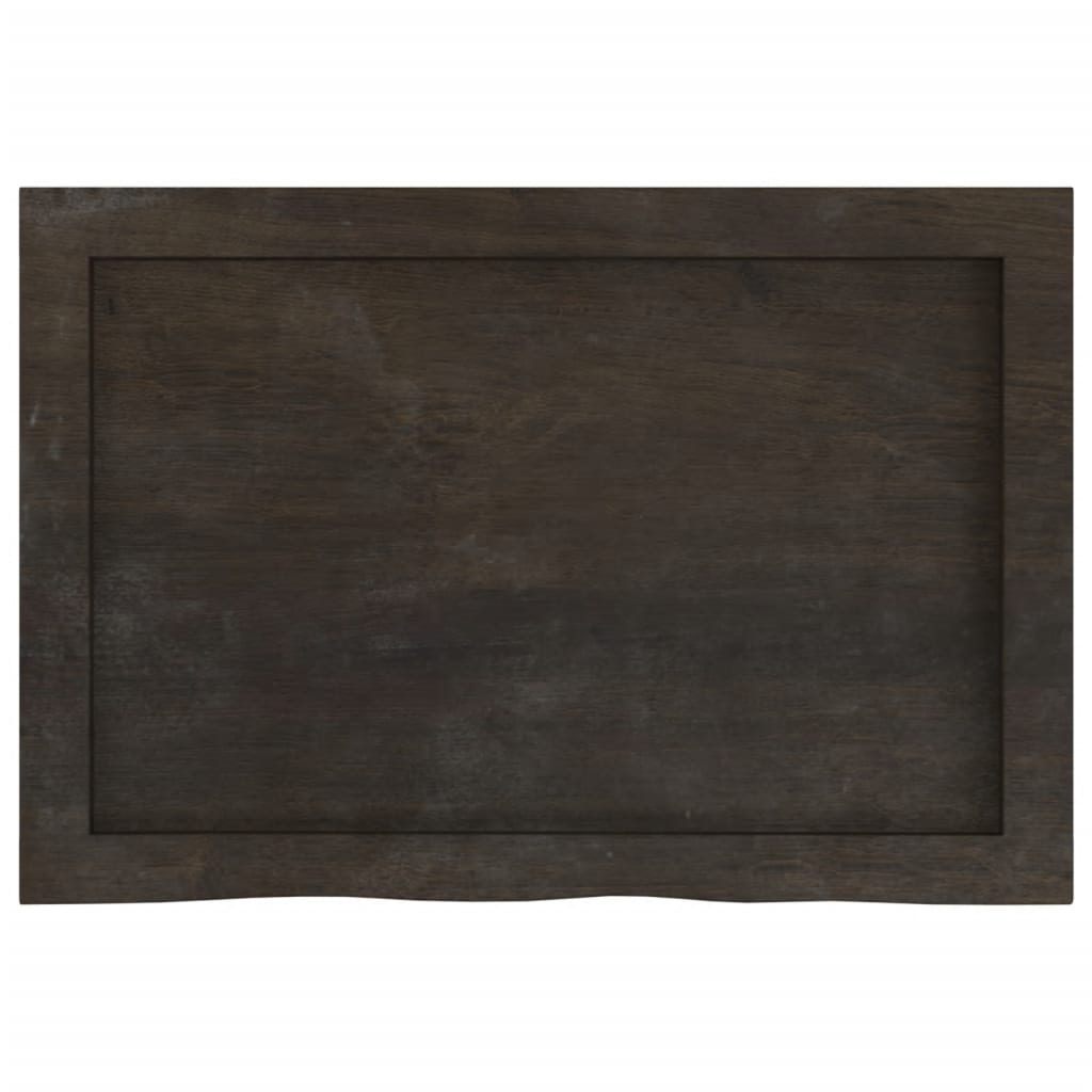 væghylde 60x40x(2-4) cm behandlet massivt egetræ mørkebrun