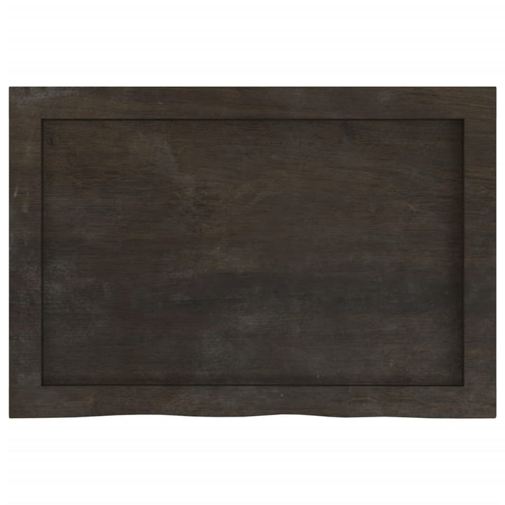 væghylde 60x40x(2-4) cm behandlet massivt egetræ mørkebrun