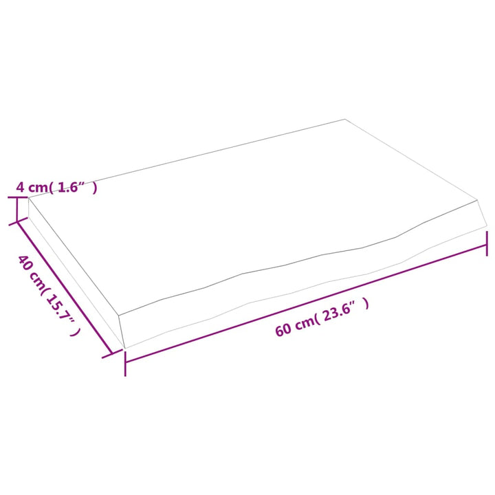 væghylde 60x40x(2-4) cm behandlet massivt egetræ mørkebrun