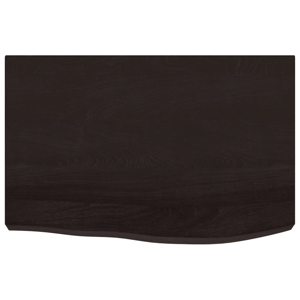 væghylde 60x40x(2-6) cm behandlet massivt egetræ mørkebrun