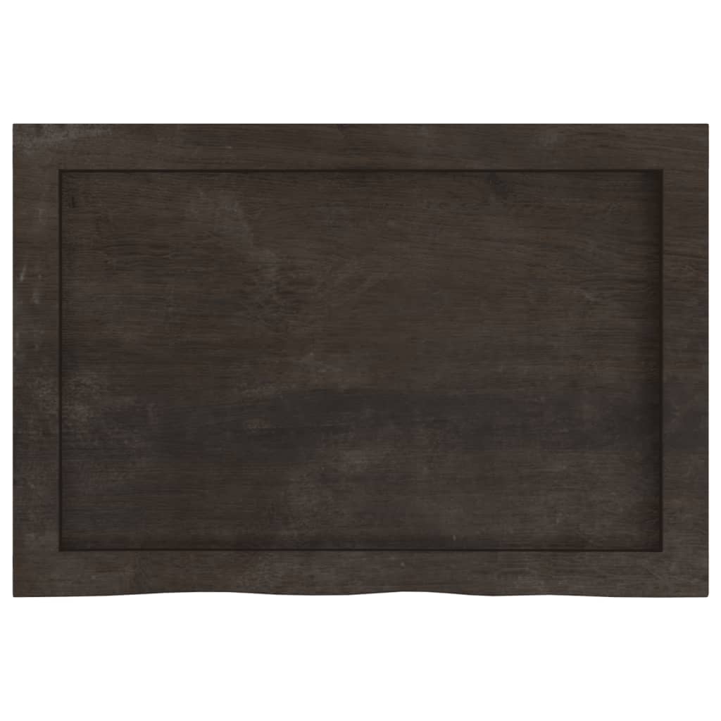 væghylde 60x40x(2-6) cm behandlet massivt egetræ mørkebrun