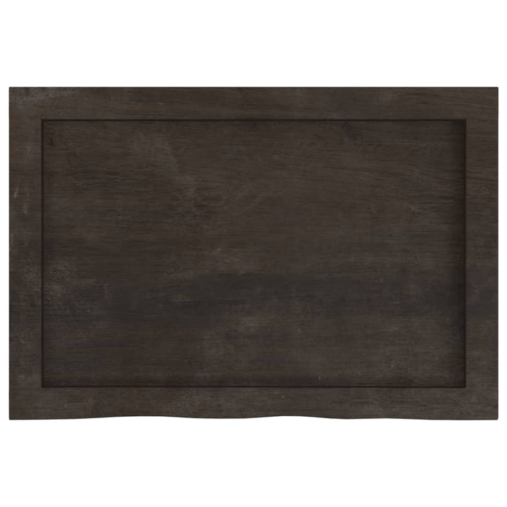 væghylde 60x40x(2-6) cm behandlet massivt egetræ mørkebrun
