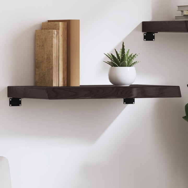 væghylde 60x40x(2-6) cm behandlet massivt egetræ mørkebrun