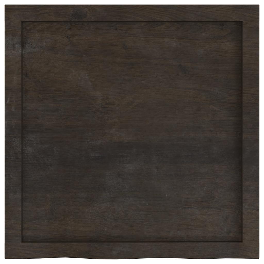 væghylde 60x60x(2-6) cm behandlet massivt egetræ mørkebrun