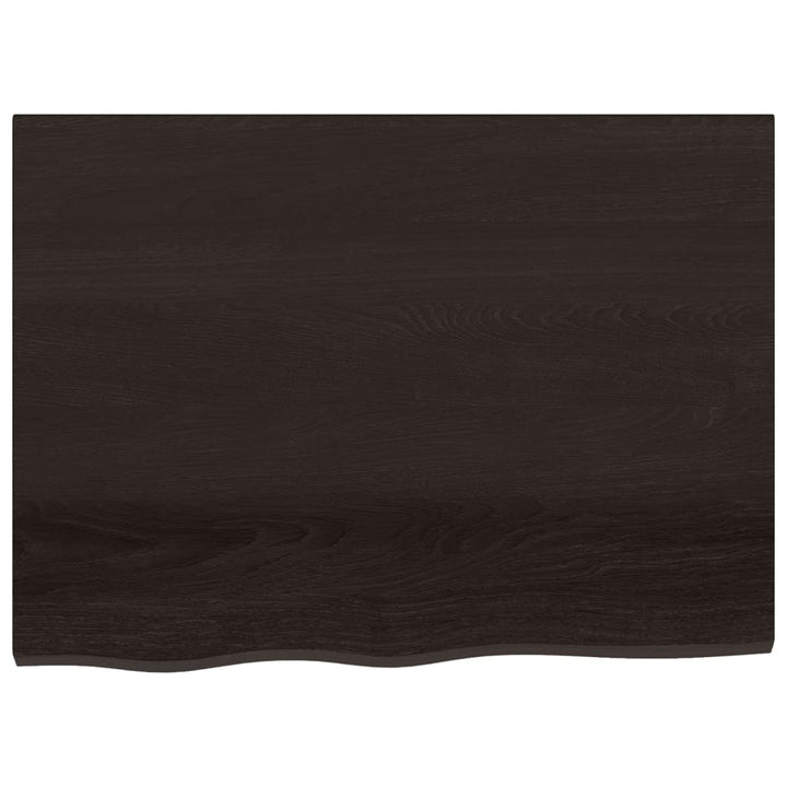 væghylde 80x60x(2-6) cm behandlet massivt egetræ mørkebrun