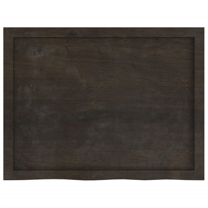 væghylde 80x60x(2-6) cm behandlet massivt egetræ mørkebrun