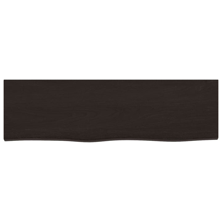 væghylde 100x30x(2-4) cm behandlet massivt egetræ mørkebrun