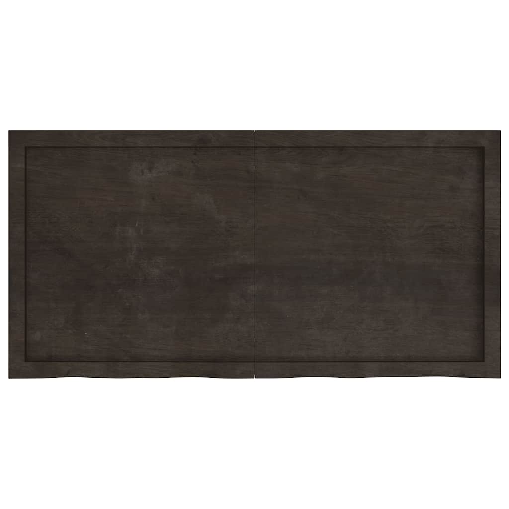væghylde 120x60x(2-4) cm behandlet massivt egetræ mørkebrun