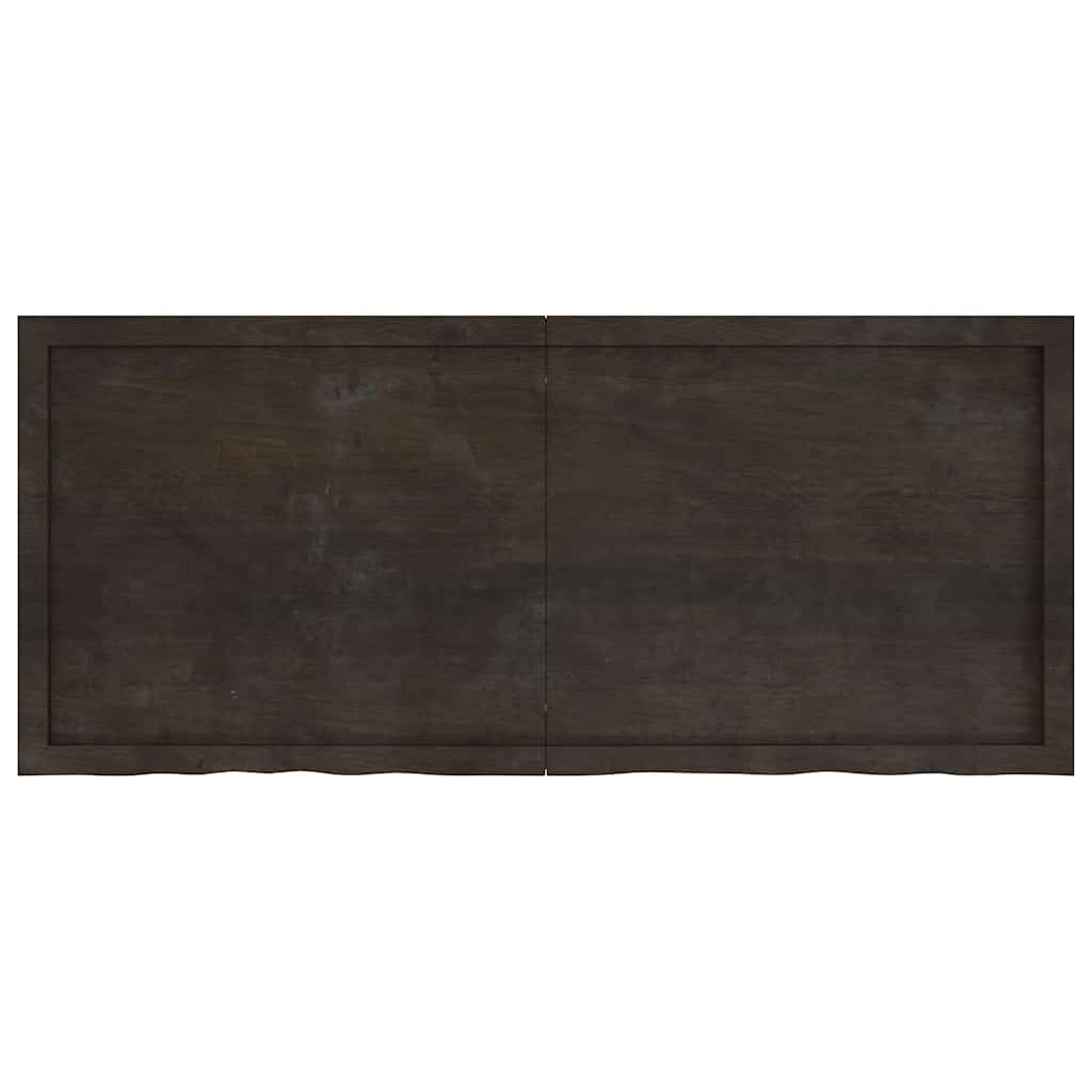 væghylde 140x60x(2-6) cm behandlet massivt egetræ mørkebrun