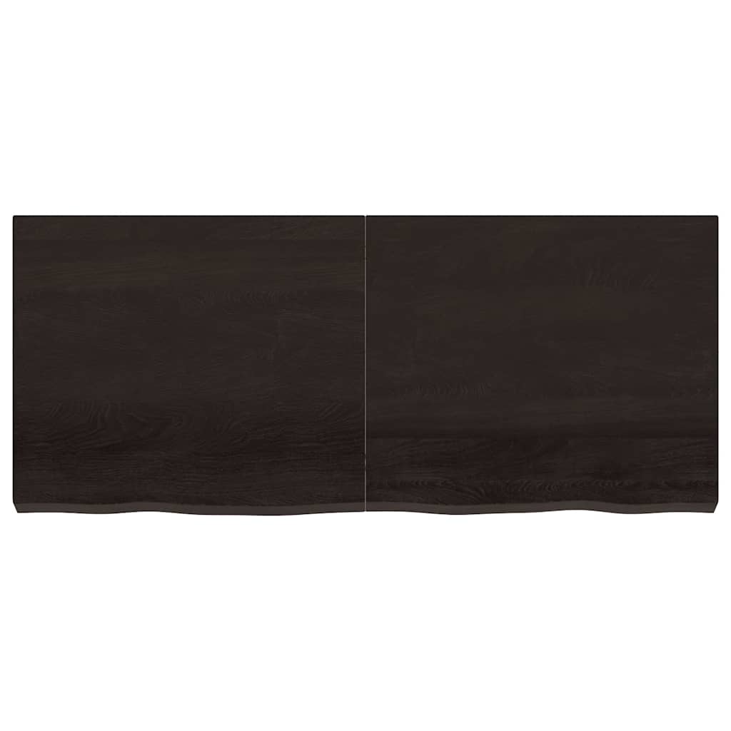 væghylde 140x60x(2-6) cm behandlet massivt egetræ mørkebrun