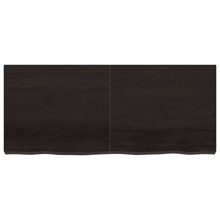 væghylde 140x60x(2-6) cm behandlet massivt egetræ mørkebrun