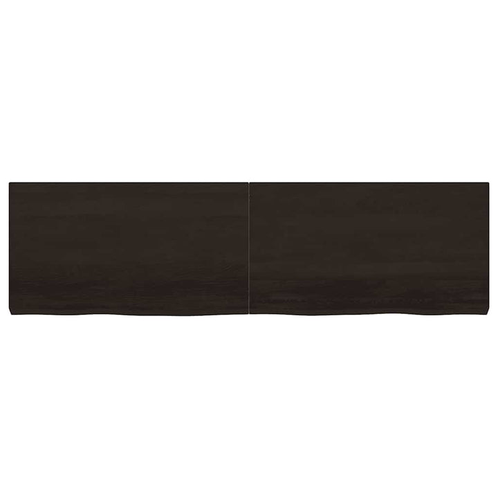 væghylde 180x50x(2-6) cm behandlet massivt egetræ mørkebrun