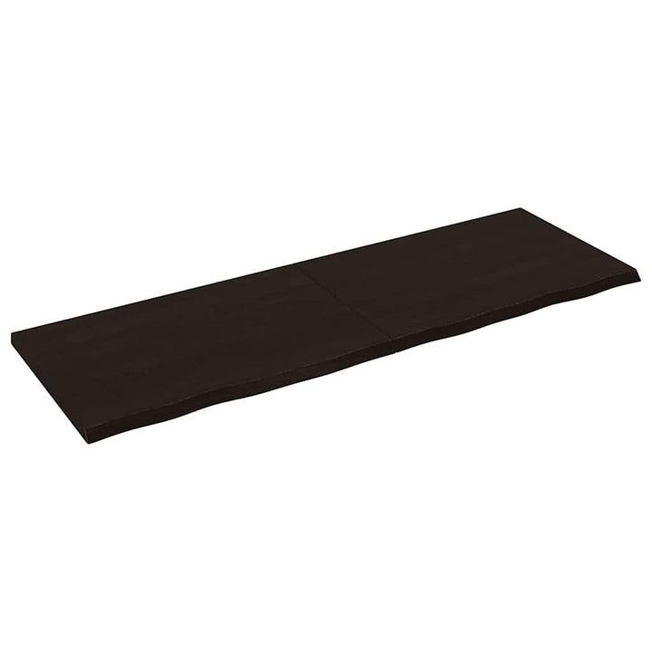væghylde 180x60x(2-4) cm behandlet massivt egetræ mørkebrun