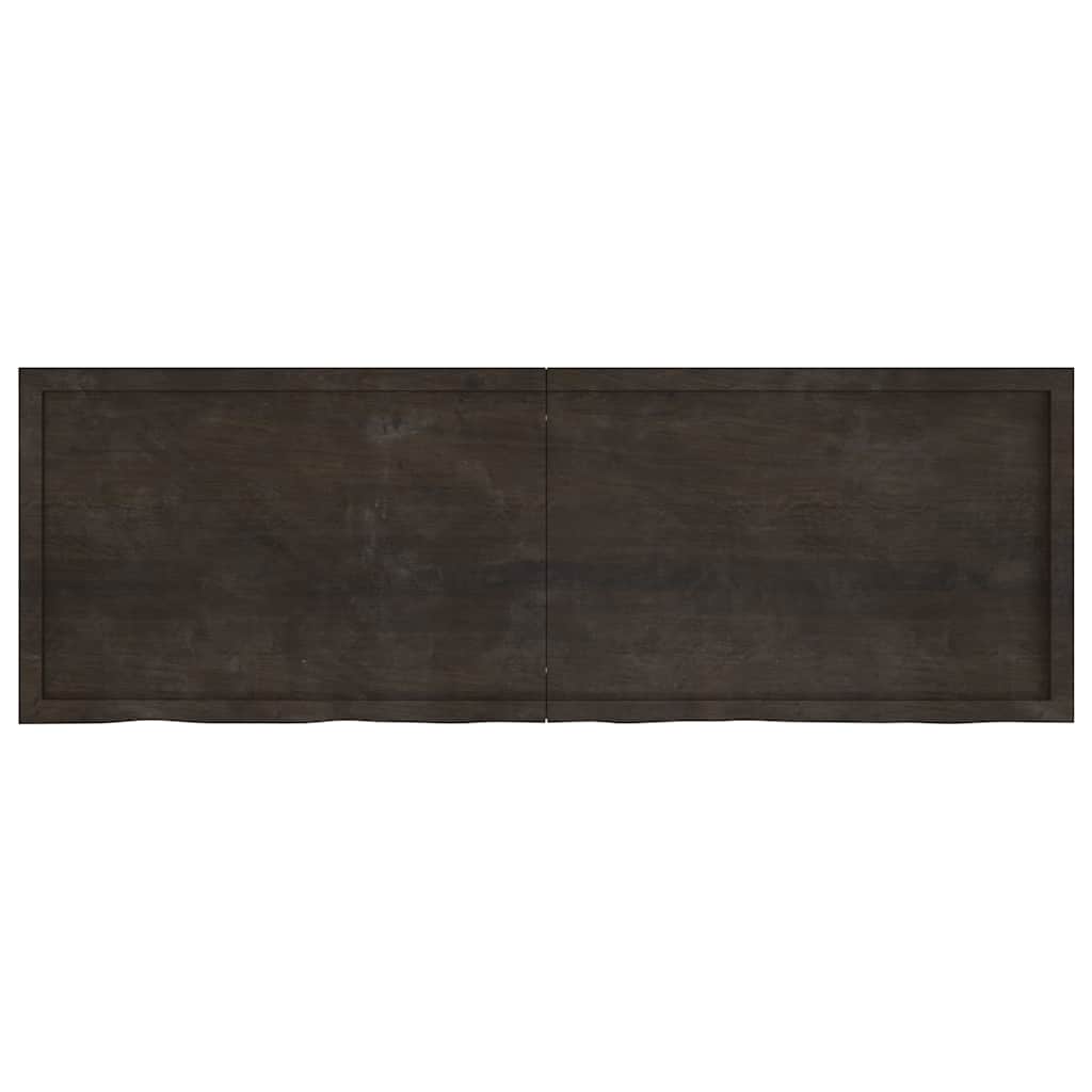 væghylde 180x60x(2-4) cm behandlet massivt egetræ mørkebrun