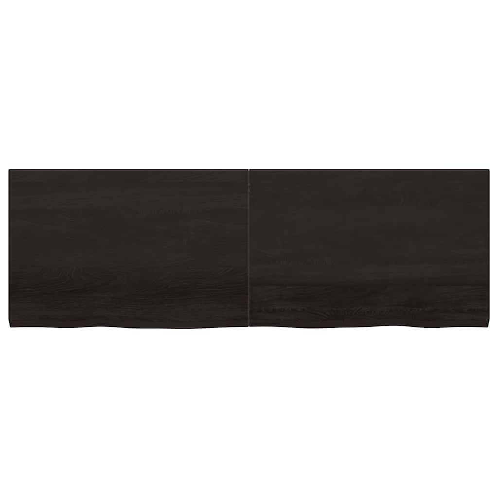 væghylde 180x60x(2-4) cm behandlet massivt egetræ mørkebrun