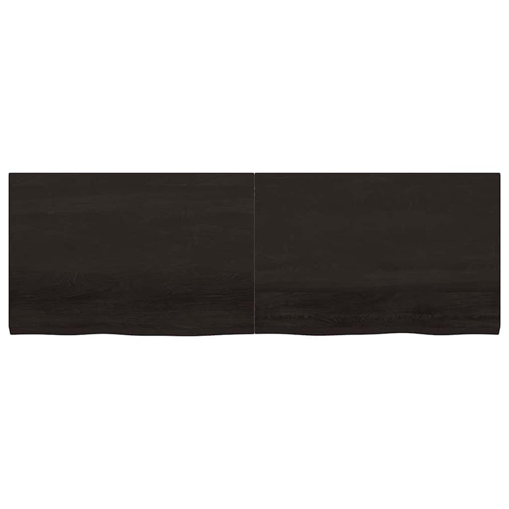 væghylde 180x60x(2-4) cm behandlet massivt egetræ mørkebrun