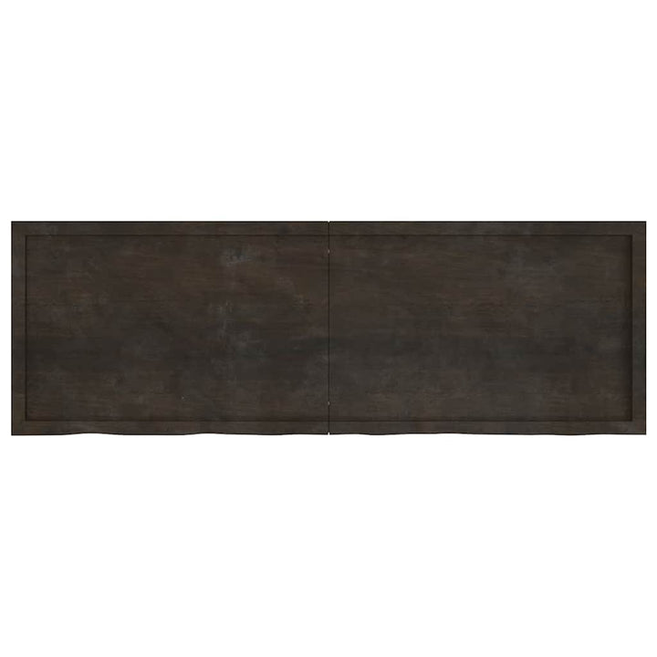 væghylde 180x60x(2-6) cm behandlet massivt egetræ mørkebrun