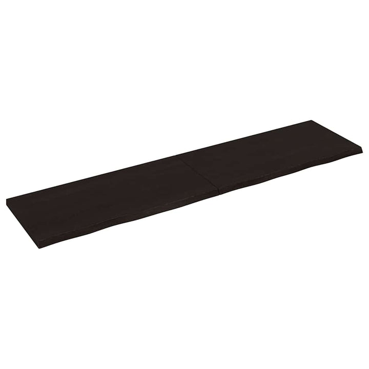 væghylde 200x50x(2-4) cm behandlet massivt egetræ mørkebrun