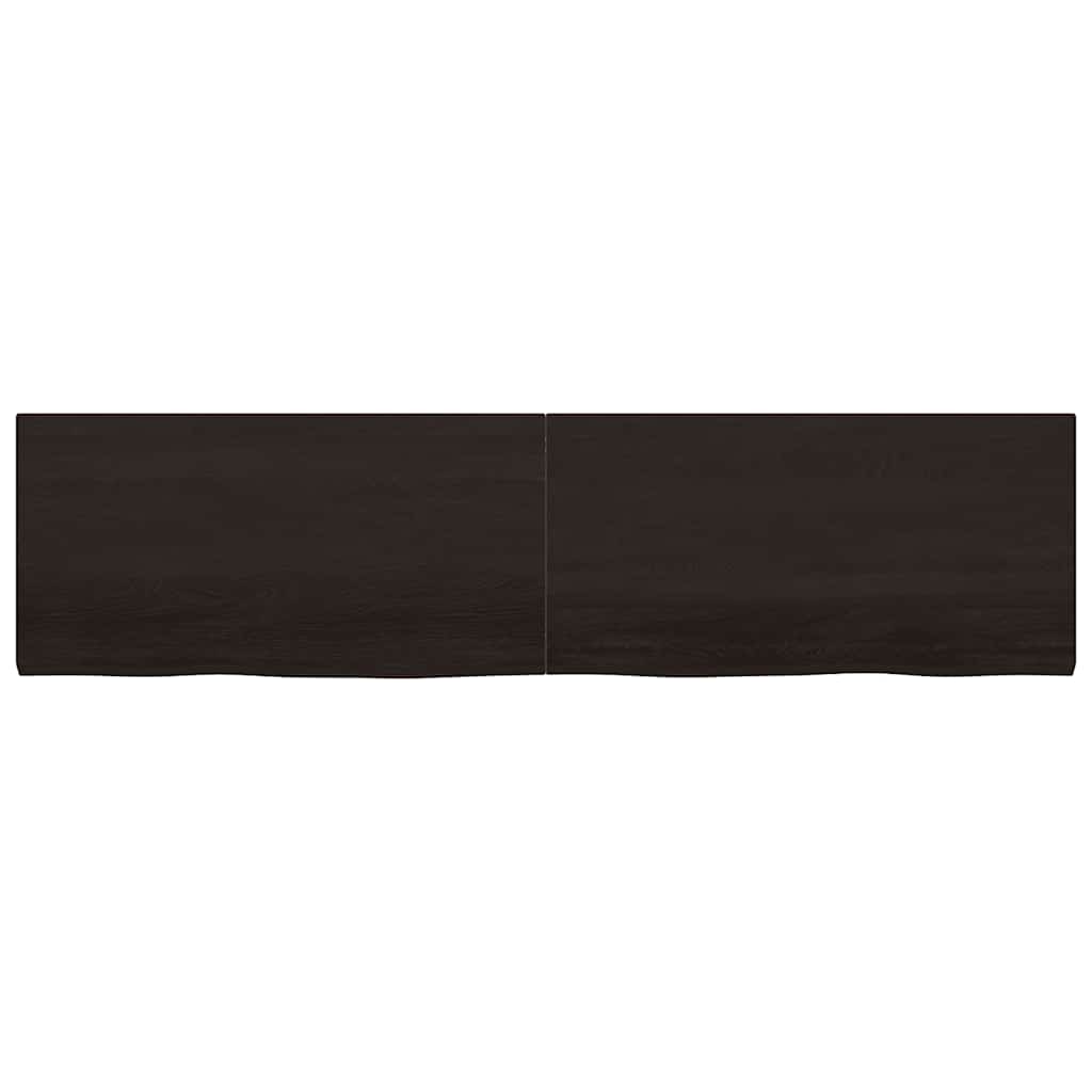 væghylde 200x50x(2-4) cm behandlet massivt egetræ mørkebrun