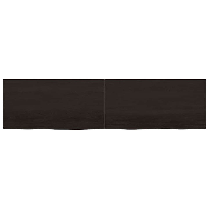 væghylde 200x50x(2-4) cm behandlet massivt egetræ mørkebrun