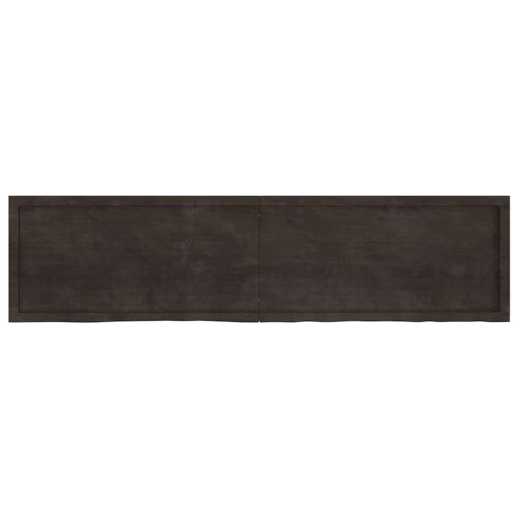 væghylde 200x50x(2-6) cm behandlet massivt egetræ mørkebrun