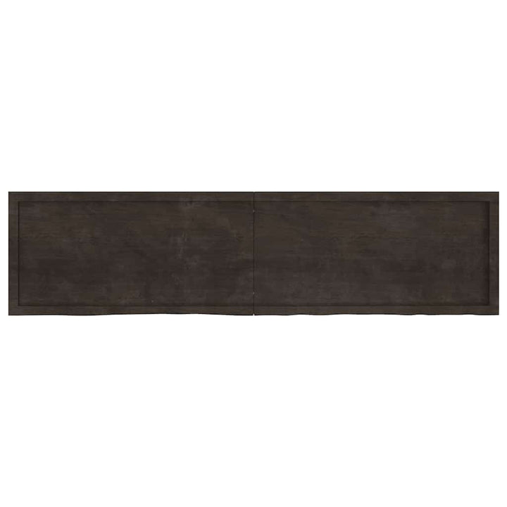 væghylde 200x50x(2-6) cm behandlet massivt egetræ mørkebrun