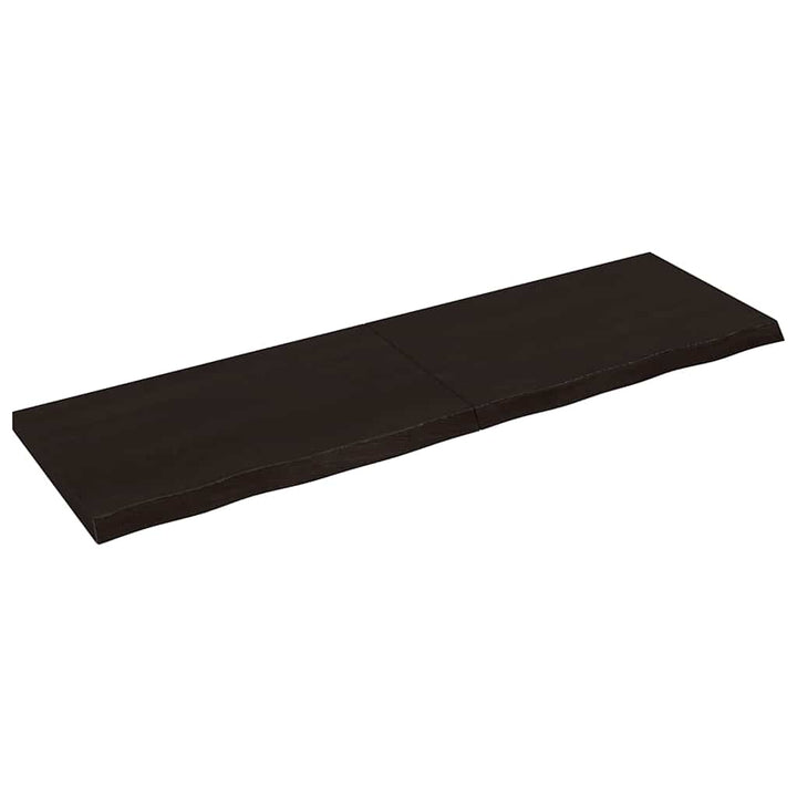 væghylde 200x60x(2-6) cm behandlet massivt egetræ mørkebrun